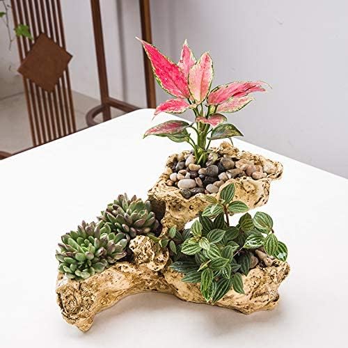 Driftwood Planter Artificial Sculpture Multilayer Log Planter Flower Pot - Image 4