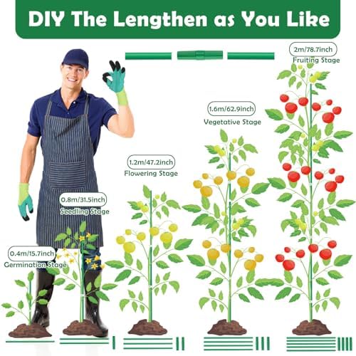 Cludoo 232PCS Garden Stakes Set with 70 Sets Fiberglass Plant Stakes Sticks Supports and Accessories, DIY 4ft 5ft 6ft 7ft Tomato Stakes for Tomato,Vegetables, Pepper, Fences Indoor Outdoor Plants - Image 3