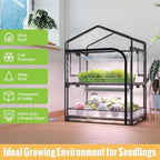 Indoor Greenhouse with Grow Light, 2-Tier Plant Stand, 27x19x35in - Image 2