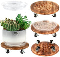 4 Pack Plant Caddy with Wheels Heavy Duty 12 Inch Wooden Plant Stand with Wheels Plant Dolly Rolling Plant Stand Plant Roller with Casters for Indoor and Outdoor with 4 Pack Plant Saucers, Round by Planterhoma