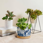 Blue Indigo Floral Chinoiserie Ceramic Planters Asian Navy Bird Snake Plant Live Indoor with Pot with Drainage Holes and Saucers Pot for Outdoor Garden Home Plant - Image 4