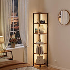Furnulem 6 Tier Corner Shelf with LED Light, 67.5" Corner Narrow Bookshelf - Image 6