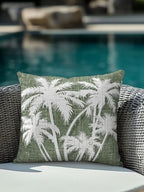Outdoor Pillow Waterproof 1 Pack, Tropical Palm Tree Patio Throw Pillows for Couch Bed Sofa with Insert, Vintage Moss Green Exotic Botanical Plants Decorative Reading/Camping Pillow Set 18x18 Inch - Image 4