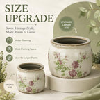 Dosayes Large Flower Pot, 7.28" Vintage Ceramic Pot of Indoor Plant - Image 3