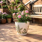 MPotTo 10 Inch Plant Pot - Ceramic Planter for Indoor Outdoor Flowers, Decorative Round Indoor Flower Pot with Drainage Hole and Saucer, Plant Lover Gifts, Garden Patio Home Office Decor, White - Image 5