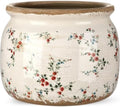 7.7" Large Ceramic Plant Pot Beige Red Cottage Rose Crackle Glaze Rustic Flowers Pot Decorative Planter with Drainage for Indoor Outdoor Plants Home Kitchen Office Decor Gift by Unknown
