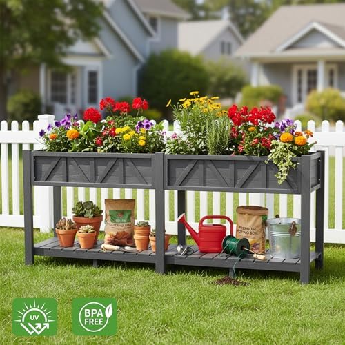 HIPS All-Weather Raised Garden Bed with Legs,47.2"L x 17.3"W x 29.7"H - Image 6