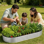 Galvanized Raised Garden Bed, Outdoor Planter Box for Gardening Metal Oval Raised Bed for Vegetables Flowers Herb & Fruit Easy Assembly Patio Kit for Planting Plants-SILVERY-8X4X1FT-1PCS - Image 7