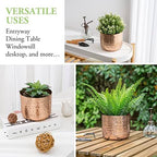 MyGift 6 Inch Copper Tone Metal Plant Pot with Hammered Design, Decorative Small Succulent Planter - Handcrafted in India - Image 3
