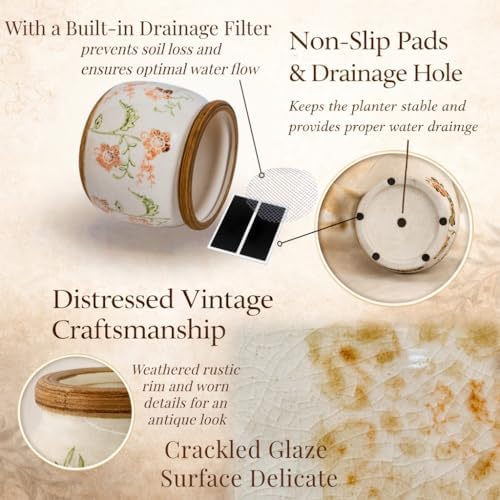 Vintage Ceramic Flower Pot, 6.5 & 9in, with Drainage & Filter - Image 3