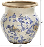Nearly Natural 10.5in. Tuscan Ceramic Blue Scroll Urn Vase, Green - Image 2