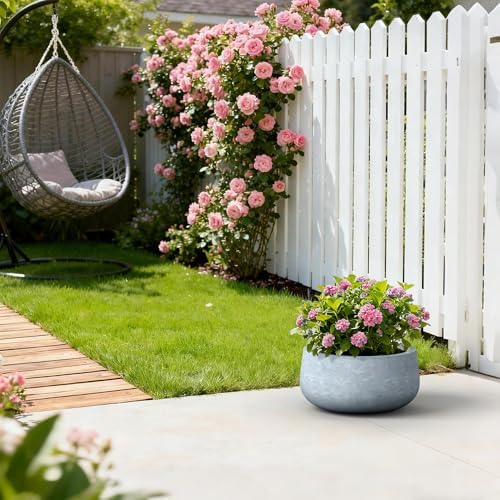 Kante Accent Round Bowl Blue Gray Concrete Planter 16" Dia, Outdoor - Image 2