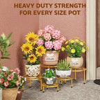 5 Pack Planters Stands with Gold Outdoors Plant Holders Indoor (GoldS) - Image 3