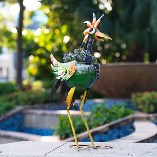 Wacky Rooster Decor Outdoor Planter,24.8 Inch Tall Metal Yard Decor Planters for Outdoor Plants, Weather-Resistant Outdoor Flower Pots for Garden Patio Porch Decor - Image 6