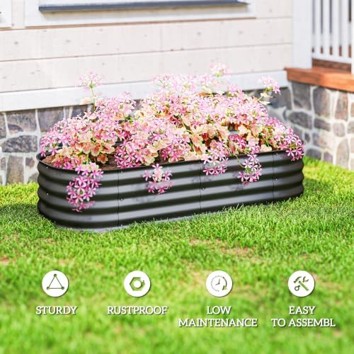 Outsunny 5' x 2' x 1' Galvanized Raised Garden Bed Kit, Dark Gray - Image 6