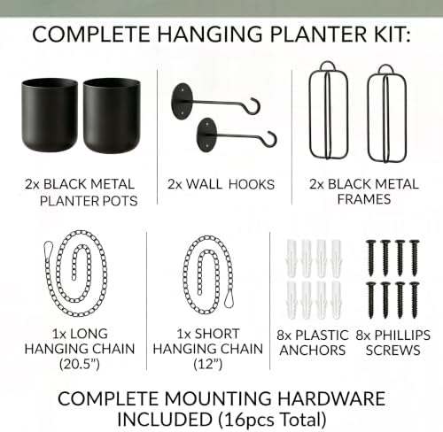 Hanging Planters for Indoor Plants Black Modern Hanging Pots for Plants 5.5 Inch,Metal Hanging Baskets Window Plant Hanger Ceiling Hanging Flower Pots with Chain for Wall Decor - Image 5