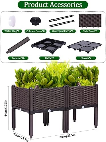 Kalolary 2 Sets Raised Garden Bed Elevated Garden Bed with Legs - Image 2