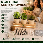 Wooden Indoor Herb Garden Kit with LED Grow Light - Modern Countertop Planter for Kitchen Decor, Unique Gardening Gift for Women & Beginners, 3 Pot Indoor Planting Starter Set - Image 3