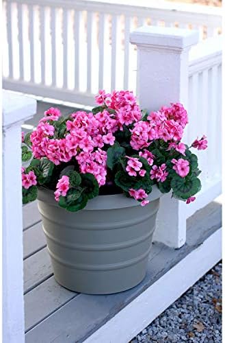 The HC Companies 16 Inch Marina Planter Lightweight Indoor Outdoor Plastic Plant Pot for Herbs and Flowers, Seafoam - Image 3