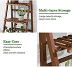 Folding Ladder Shelf Free Standing Plant Stand Display Rack, 43x55x122cm Indoor Outdoor Flower Pot Holder for Garden Patio, 4 Tier Planter Shelves, Bamboo (Color : Brown) - Image 2