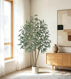 Eucalyptus Trees Artificial Indoor - 5FT Tall Faux Eucalyptus Plants in White Planter, Fake Plant Décor for Farmhouse Bedroom Office Room Hallway Decoration - Image 4