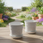 12-Piece White Granite Color Pot and Saucer Set, 2"-12" - Image 5