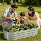 Galvanized Raised Garden Bed, Outdoor Metal Oval Planter Box for Vegetables Flowers Herb & Fruit Easy Assembly Patio Kit for Gardening Plants Green 4x2x1ft 2pcs - Image 7