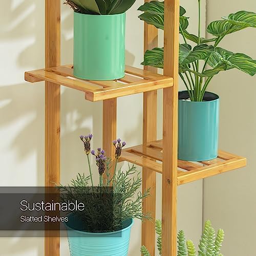 Magshion 6 Tier Bamboo Plant Stand, Display Shelf Holder Organizer with 7 Pot Positions for Living Room, Patio, Balcony, and Garden - Image 4