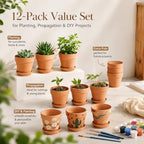 HERDUK Terracotta Starter Pots with Saucers – 4 Inch Clay Planting System for Healthy Roots, Reliable Drainage & Indoor Growing, Ideal for Succulents, Seedlings & Small Spaces - Image 2