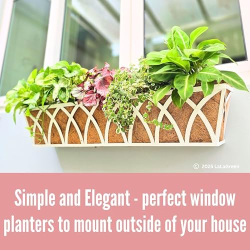 LaLaGreen Rustic Wall Planter (24 in, 2 Pack) White Rectangular Window Box - Image 4