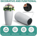 2-Pack 23.5" White Plastic Tall Tapered Planters with Ribbed Texture - Image 6