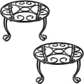 Metal Outdoor Plant Stand 11.8IN Diameter Heavy Duty Plant Pot Stands for Indoor Round Flower Pot Support Rack Set of 2,Black by Uuuda