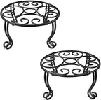 Metal Outdoor Plant Stand 11.8IN Diameter Heavy Duty Plant Pot Stands for Indoor Round Flower Pot Support Rack Set of 2,Black by Uuuda