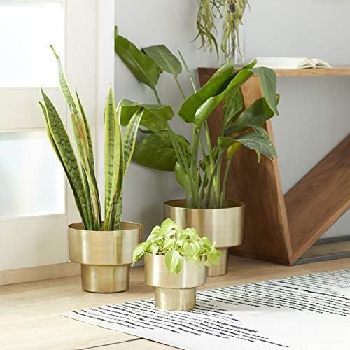 deco 79 Metal Planter, Set of 3 Planter 7", 8", 10" H, Gold - Image 2
