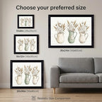 Framed Canvas Wall Art Vintage Watercolor Pitchers Cotton and Wheat Sage Green Gather Script Canvas Print Poster Black Frame Wall Decor for Farmhouse Dining Room Kitchen, Rustic Decor - Inch 24x36 - Image 3