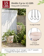 Stoneware Hanging Planters Set of 2,Large 7" + Small 5" - Image 6