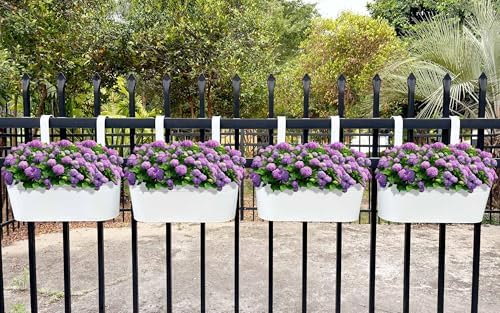 17" Hanging Metal Railing Planter with Detachable Hook, Oval White, 6 Pack - Image 6
