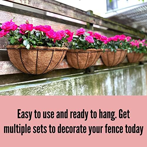 LaLaGreen Hanging Wall Planters (12 in, 4 Pack) Black Metal Flower Baskets - Image 5