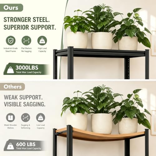 Plant Stand, Adjustable 5 Tier Metal Flower Stand with Double Layer Posts - Image 3