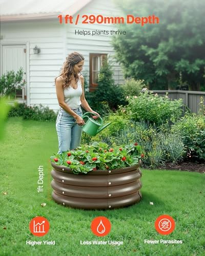VEVOR 3 Pcs 2x2x1ft Round Galvanized Raised Garden Bed Kit, Outdoor Metal Raised Beds for Gardening Vegetables, Easy Assembly Garden Planter Box for Flowers Fruits with Open Base - Image 2