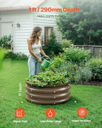 VEVOR 3 Pcs 2x2x1ft Round Galvanized Raised Garden Bed Kit, Outdoor Metal Raised Beds for Gardening Vegetables, Easy Assembly Garden Planter Box for Flowers Fruits with Open Base - Image 2