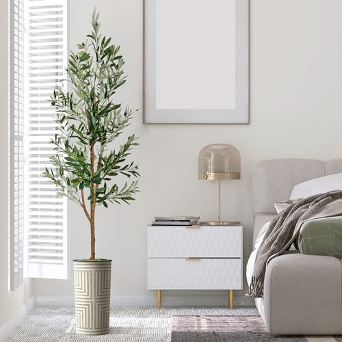 Artificial Tree in Optional Designed Pot, Fake Olive Silk Tree for Indoor and Outdoor Home Decoration - 68" Overall Tall (Plant Pot Plus Tree) - Image 3