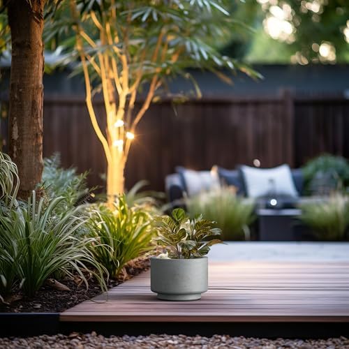 Kante Pale Gray Concrete Planter 9.8" Dia All-Weather Round Small Pot - Image 3