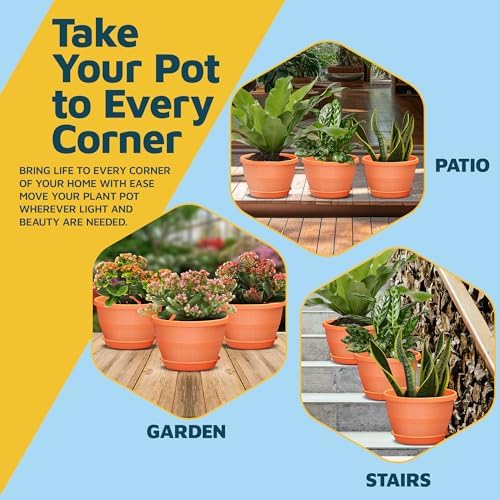 10-Inch Whiskey Barrel Planters Outdoor Pack of 2 - Durable Plastic Plant Pots for Indoor & Outdoor Use with Drainage & Saucer, Lightweight Rustic Barrel Planters for Flowers, Herbs & Small Plants - Image 7
