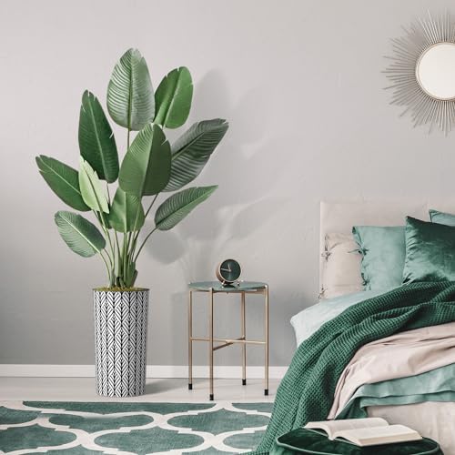 Artificial Tree in Black and White Geometric Planter, Fake Bird of Paradise Silk Tree for Indoor and Outdoor Home Decoration - 67" Overall Tall (Plant Pot Plus Tree) - Image 5