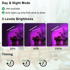 Solar Plant Grow Light with Battery Run Day/Night, 2 Heads 40 LED Clip On Full Spectrum Plant Light with 16.4FT Cable/USB Charging/Timer/Dimmable for Outdoor Indoor All Stage Plants - Image 4