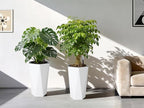 22.5 Inch Tall Planters Set of 2, Outdoor Planters Self Watering Plant Pots with Water Level Monitor, Multiple Drainage Holes, Flower Pots for Patio, Porch, Living Room, or Home Office, White - Image 3