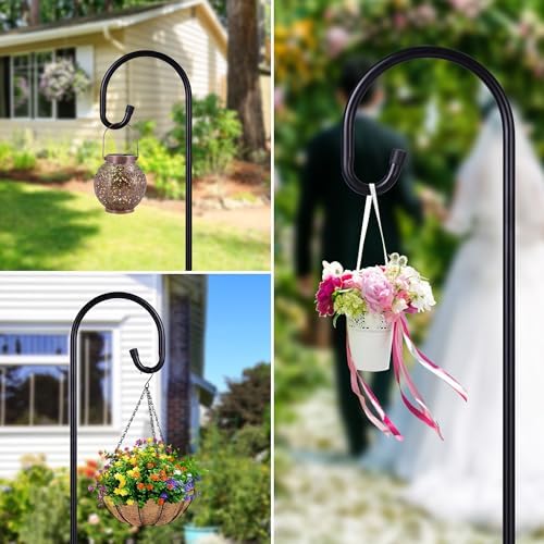 Ottsuls Shepherd-Hooks Adjustable for Bird-Feeder Lantern Plant-Hook Garden-Stake - Plant Stand Hanger for Outdoor Flower Basket, Bird Feeder Hanger Weddings Décor - Image 2