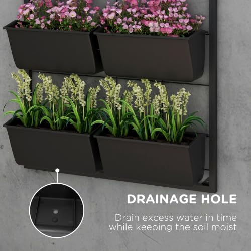 Outsunny 3-Tier Wall Planter w/ 6 Pots, Outdoor Hanging Planter, Black - Image 5