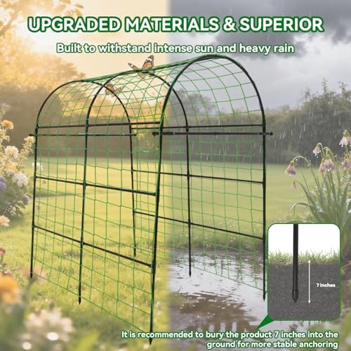 Garden Arch Trellis for Climbing Plants Outdoor - 83" H*71" W*43" L (Black) - Image 5